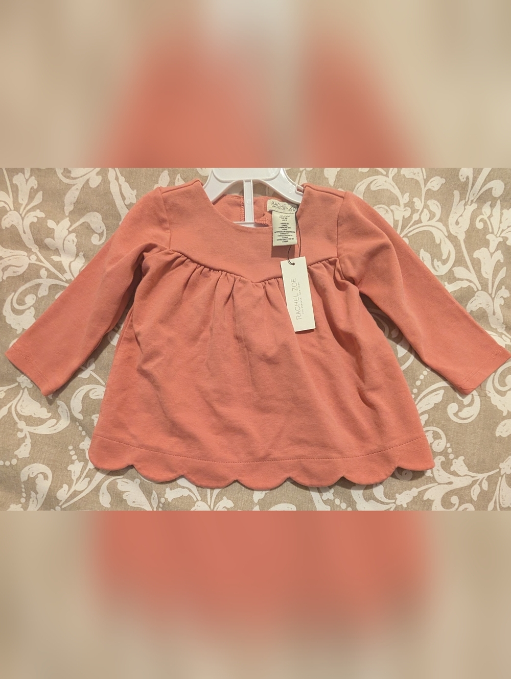 ✨3/$16✨Rachel Zoe Baby Girl Coral Scallop Hem Top